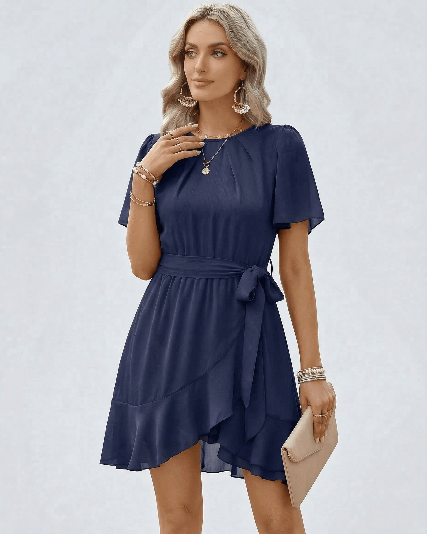 Navy Bodycon Round Neck Sleeveless Mini Dress | Formal Events, Everyday Wear & Weekend Wear, front view | Ramblion | SKU: NRD-512749386-navy-L-5078,NRD-512749386-navy-M-6814,NRD-512749386-navy-S-1367,NRD-512749386-navy-XL-8708,NRD-512749386-navy-XS-6414