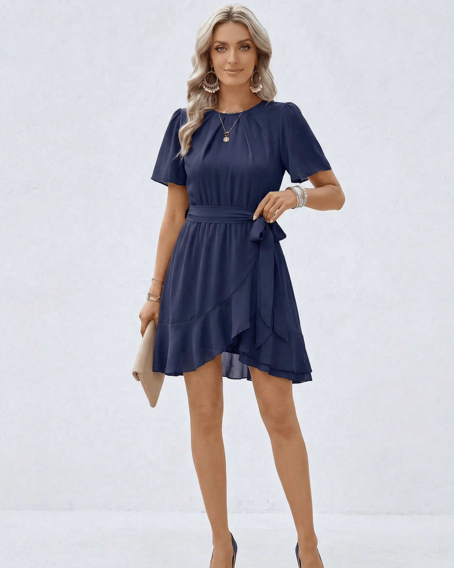 Navy Bodycon Round Neck Sleeveless Mini Dress | Formal Events, Everyday Wear & Weekend Wear, front view | Ramblion | SKU: NRD-512749386-navy-L-5078,NRD-512749386-navy-M-6814,NRD-512749386-navy-S-1367,NRD-512749386-navy-XL-8708,NRD-512749386-navy-XS-6414