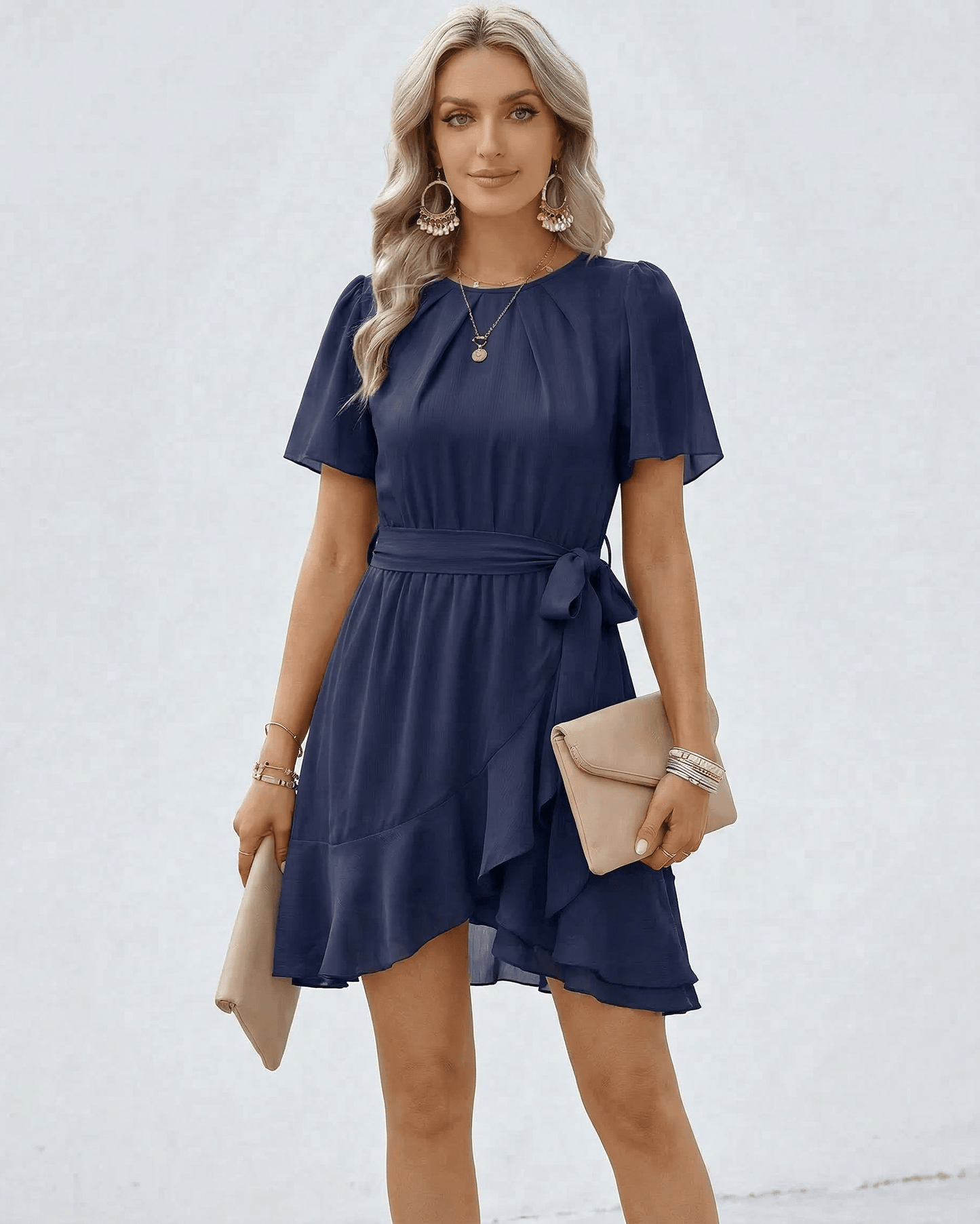 Navy Bodycon Round Neck Sleeveless Mini Dress | Formal Events, Everyday Wear & Weekend Wear, front view | Ramblion | SKU: NRD-512749386-navy-L-5078,NRD-512749386-navy-M-6814,NRD-512749386-navy-S-1367,NRD-512749386-navy-XL-8708,NRD-512749386-navy-XS-6414