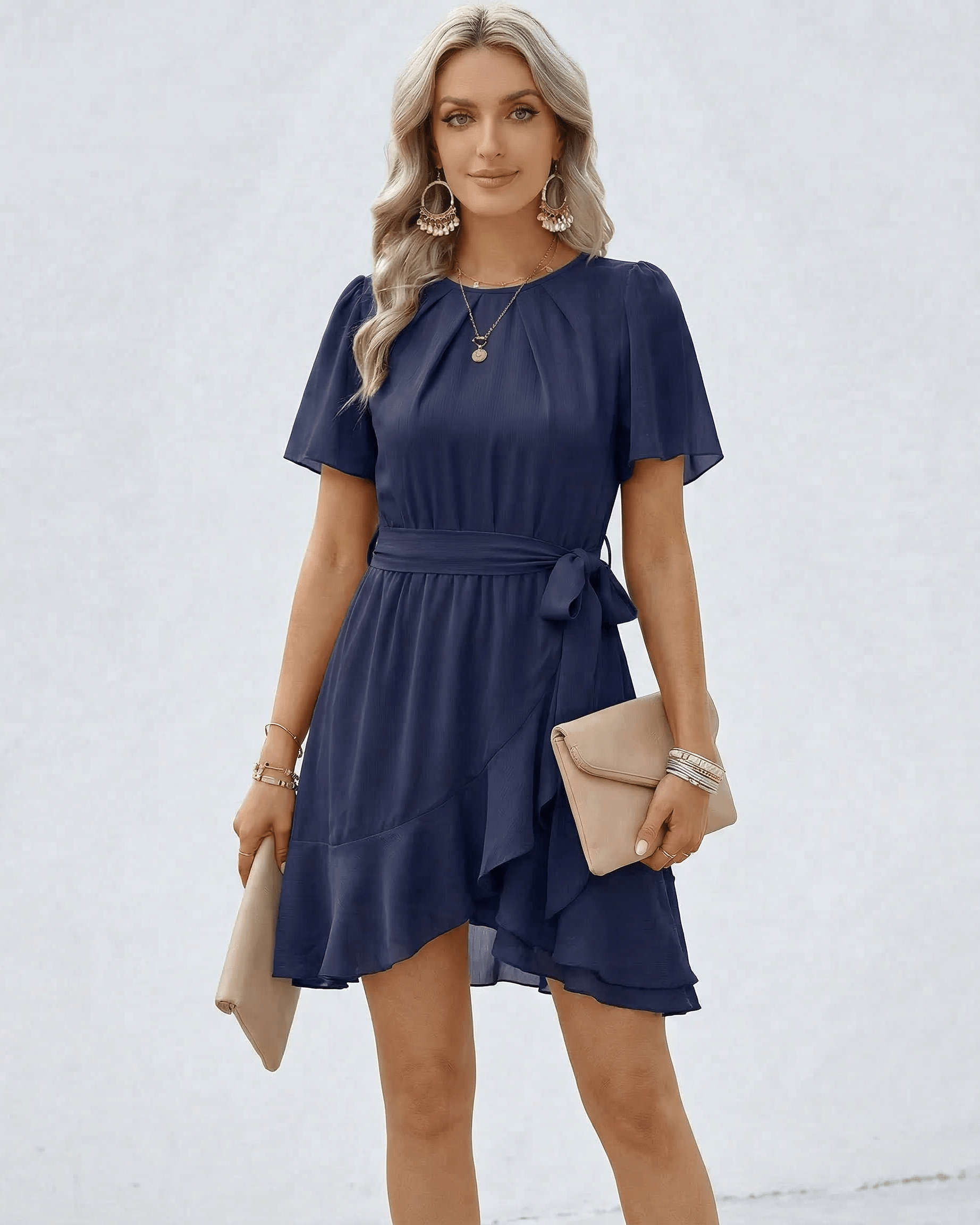 Navy Bodycon Round Neck Sleeveless Mini Dress | Formal Events, Everyday Wear & Weekend Wear, front view | Ramblion | SKU: NRD-512749386-navy-L-5078,NRD-512749386-navy-M-6814,NRD-512749386-navy-S-1367,NRD-512749386-navy-XL-8708,NRD-512749386-navy-XS-6414
