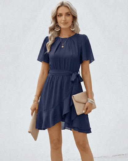 Navy Bodycon Round Neck Sleeveless Mini Dress | Formal Events, Everyday Wear & Weekend Wear, front view | Ramblion | SKU: NRD-512749386-navy-L-5078,NRD-512749386-navy-M-6814,NRD-512749386-navy-S-1367,NRD-512749386-navy-XL-8708,NRD-512749386-navy-XS-6414