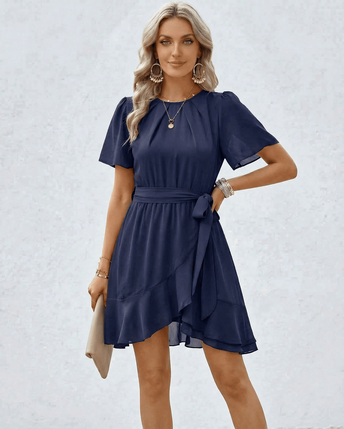 Navy Bodycon Round Neck Sleeveless Mini Dress | Formal Events, Everyday Wear & Weekend Wear, front view | Ramblion | SKU: NRD-512749386-navy-L-5078,NRD-512749386-navy-M-6814,NRD-512749386-navy-S-1367,NRD-512749386-navy-XL-8708,NRD-512749386-navy-XS-6414
