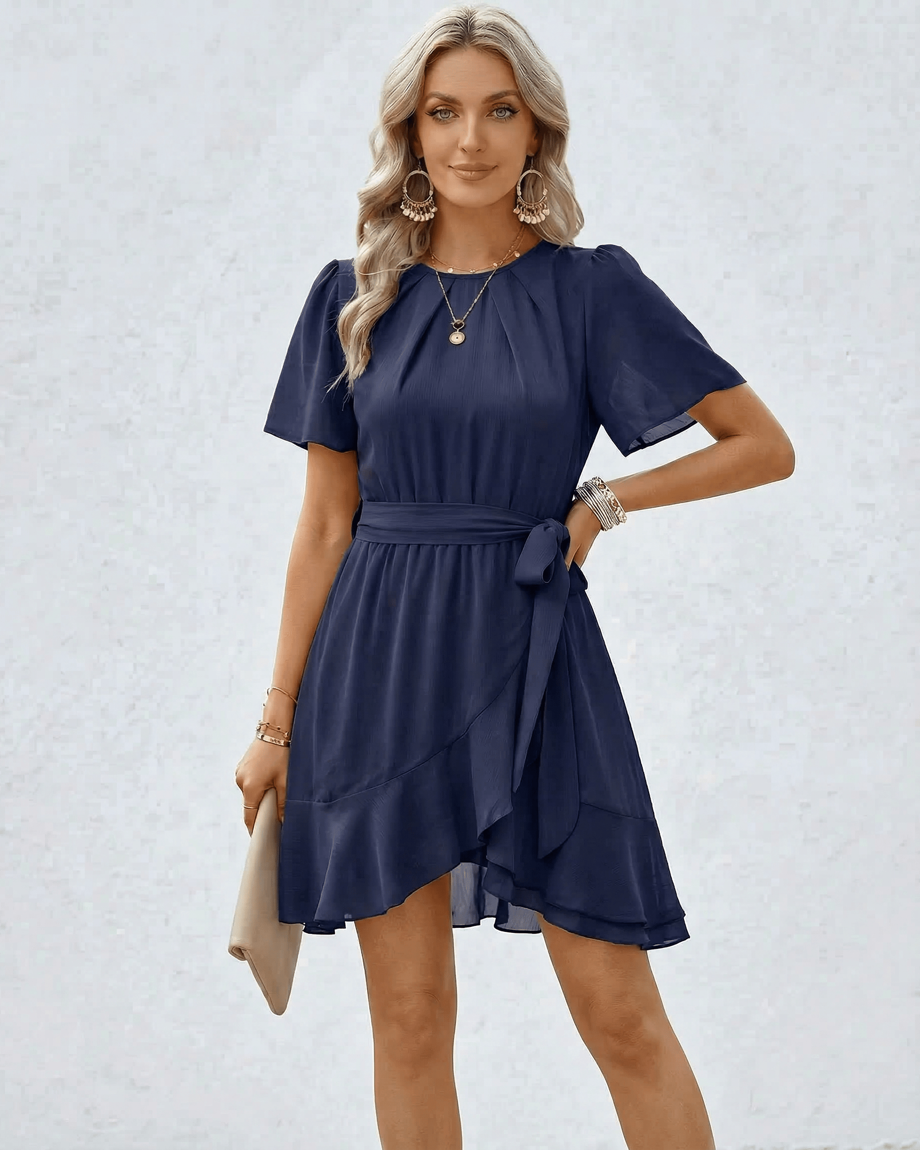 Navy Bodycon Round Neck Sleeveless Mini Dress | Formal Events, Everyday Wear & Weekend Wear, front view | Ramblion | SKU: NRD-512749386-navy-L-5078,NRD-512749386-navy-M-6814,NRD-512749386-navy-S-1367,NRD-512749386-navy-XL-8708,NRD-512749386-navy-XS-6414