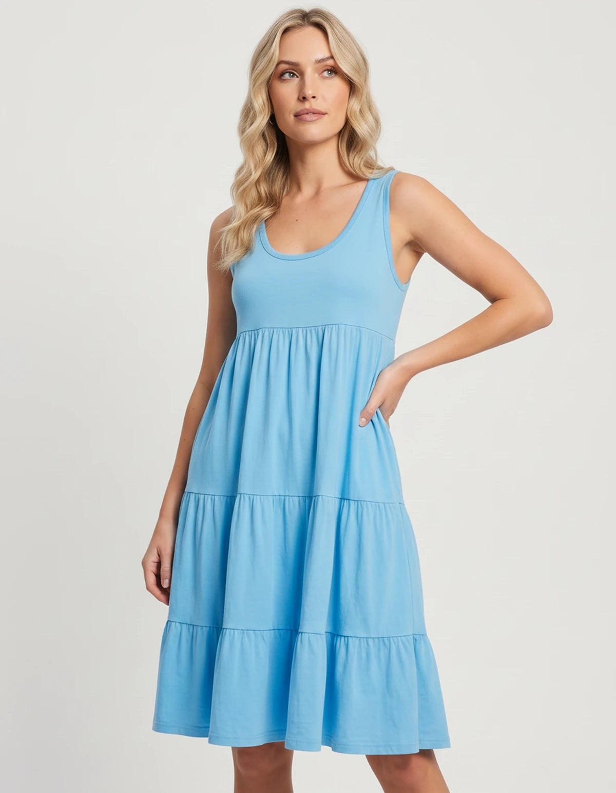 Amarante10 Midi Dresses — 8806-Sky Blue | SKU: RB-d1df1c-8806sk63-XS,RB-d1df1c-8806sk63-S,RB-d1df1c-8806sk63-M,RB-d1df1c-8806sk63-L,RB-d1df1c-8806sk63-XL,RB-d1df1c-8806sk63-2XL