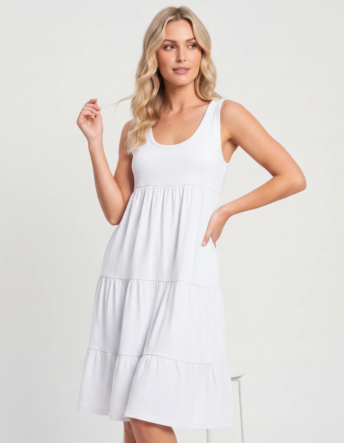 Amarante10 Midi Dresses — 8806-White | SKU: RB-d1df1c-8806whe7-XS,RB-d1df1c-8806whe7-S,RB-d1df1c-8806whe7-M,RB-d1df1c-8806whe7-L,RB-d1df1c-8806whe7-XL,RB-d1df1c-8806whe7-2XL