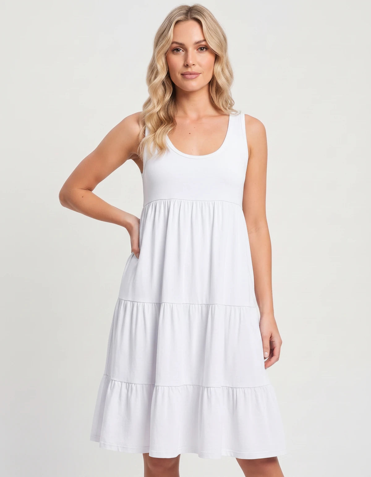 Amarante10 Midi Dresses — 8806-White | SKU: RB-d1df1c-8806whe7-XS,RB-d1df1c-8806whe7-S,RB-d1df1c-8806whe7-M,RB-d1df1c-8806whe7-L,RB-d1df1c-8806whe7-XL,RB-d1df1c-8806whe7-2XL