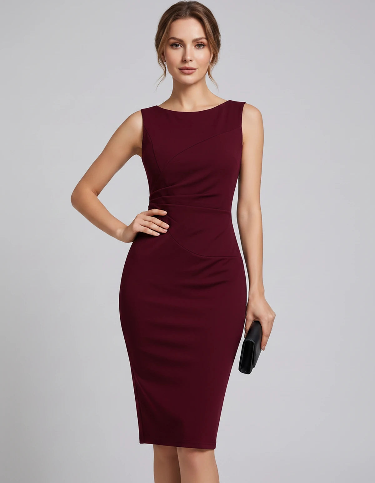 Amarante2 Midi Dresses — Burgundy | SKU: RB-19bca5-burgundy-XS,RB-19bca5-burgundy-S,RB-19bca5-burgundy-M,RB-19bca5-burgundy-L,RB-19bca5-burgundy-XL,RB-19bca5-burgundy-2XL