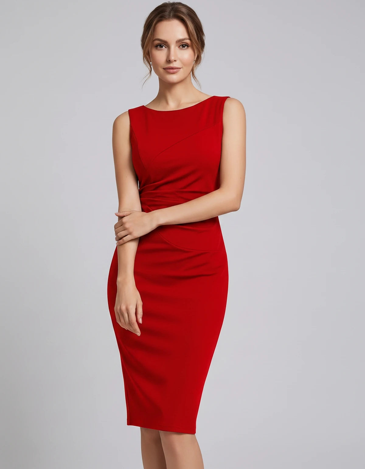 Amarante2 Midi Dresses — Red | SKU: RB-19bca5-red-XS,RB-19bca5-red-S,RB-19bca5-red-M,RB-19bca5-red-L,RB-19bca5-red-XL,RB-19bca5-red-2XL
