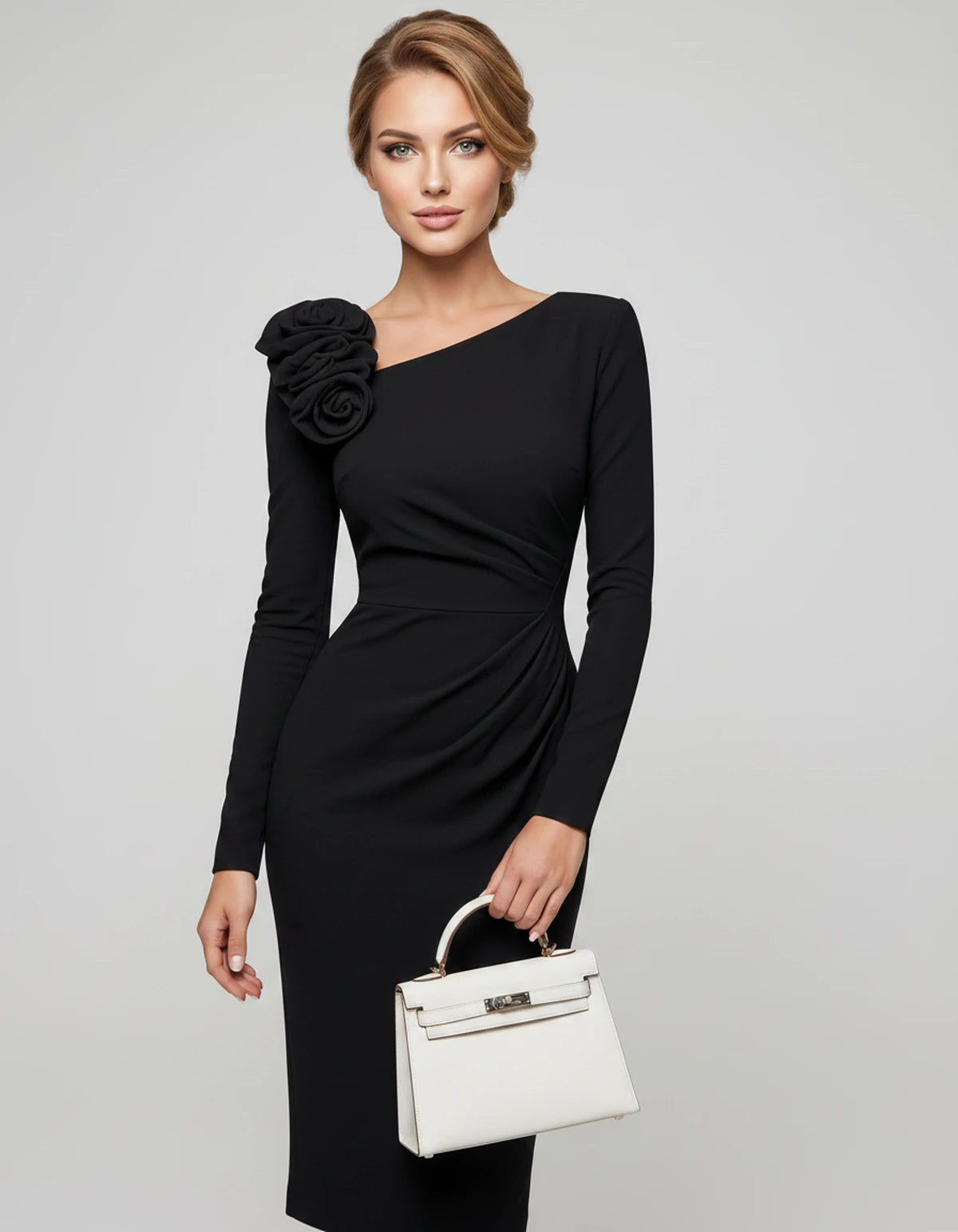 Amarante6 Midi Dresses — Black | SKU: RB-fca265-black-XS,RB-fca265-black-S,RB-fca265-black-M,RB-fca265-black-L,RB-fca265-black-XL,RB-fca265-black-2XL