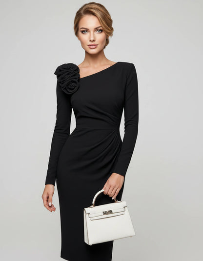 Amarante6 Midi Dresses — Black | SKU: RB-fca265-black-XS,RB-fca265-black-S,RB-fca265-black-M,RB-fca265-black-L,RB-fca265-black-XL,RB-fca265-black-2XL