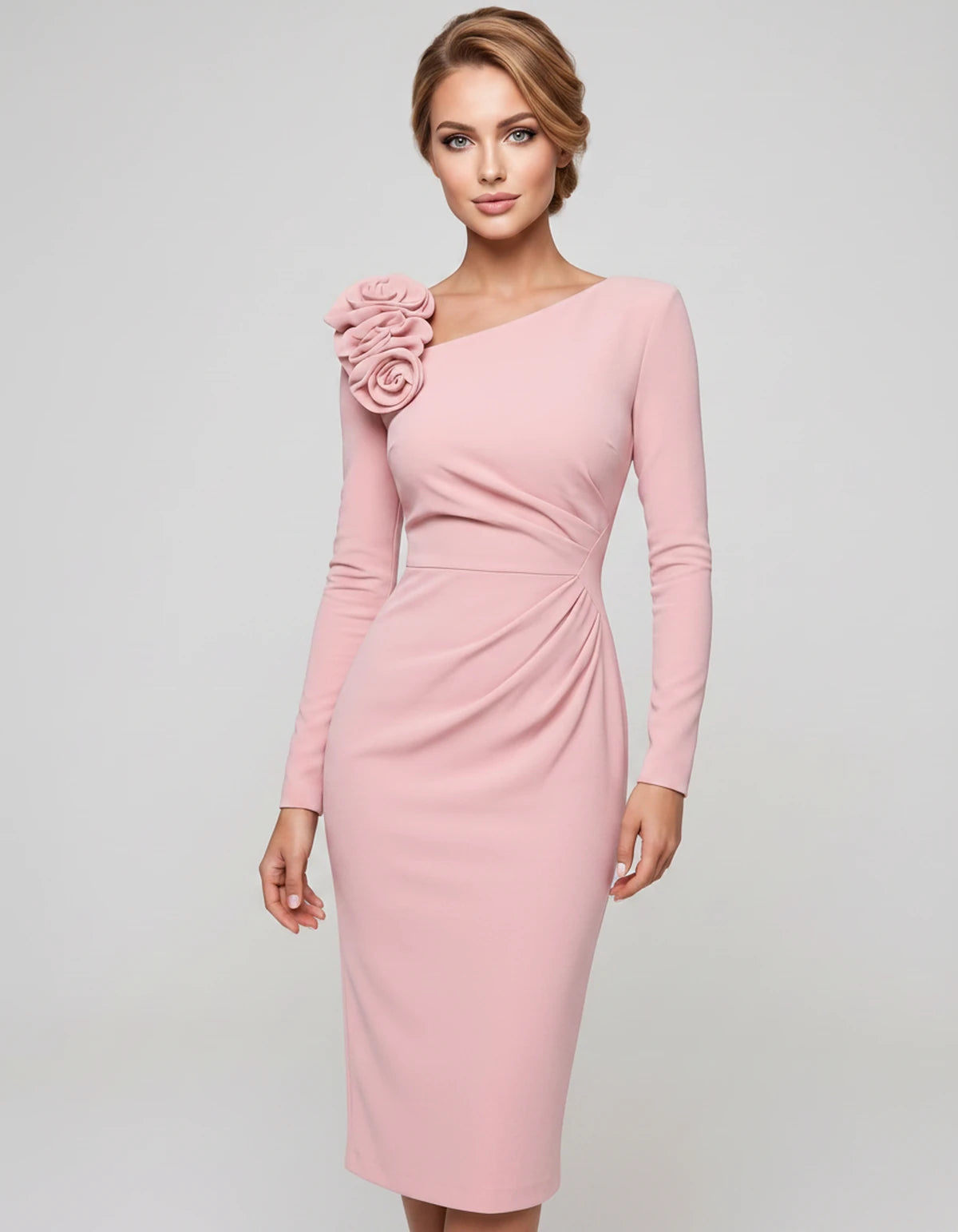 Amarante6 Midi Dresses — Pink | SKU: RB-fca265-pink-XS,RB-fca265-pink-S,RB-fca265-pink-M,RB-fca265-pink-L,RB-fca265-pink-XL,RB-fca265-pink-2XL