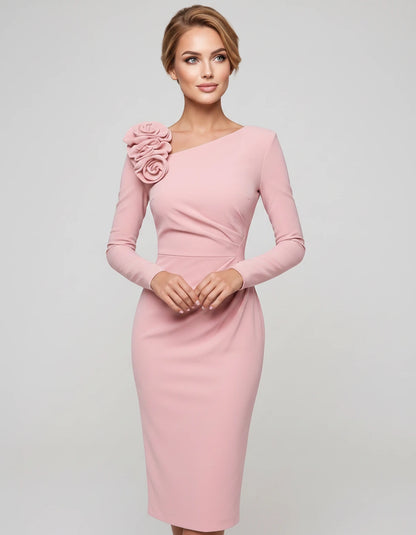 Amarante6 Midi Dresses — Pink | SKU: RB-fca265-pink-XS,RB-fca265-pink-S,RB-fca265-pink-M,RB-fca265-pink-L,RB-fca265-pink-XL,RB-fca265-pink-2XL