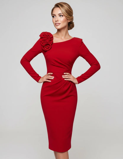 Amarante6 Midi Dresses — Red | SKU: RB-fca265-red-XS,RB-fca265-red-S,RB-fca265-red-M,RB-fca265-red-L,RB-fca265-red-XL,RB-fca265-red-2XL
