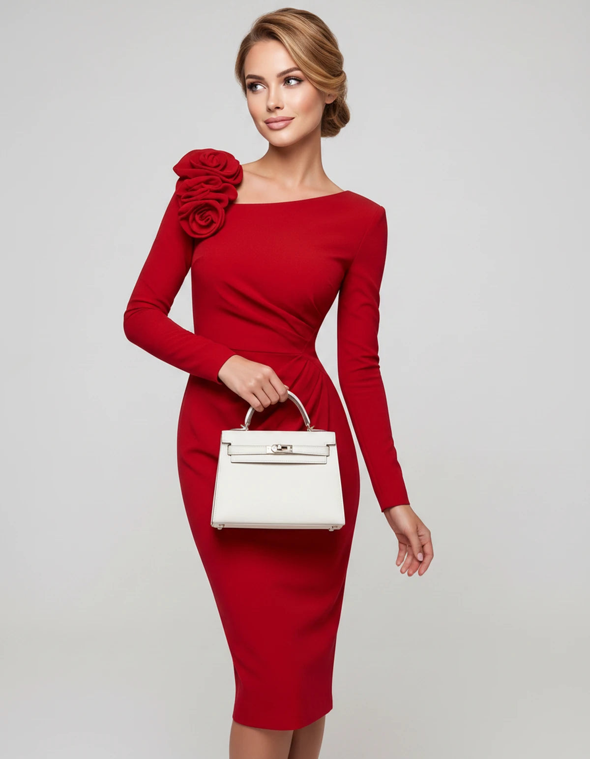 Amarante6 Midi Dresses — Red | SKU: RB-fca265-red-XS,RB-fca265-red-S,RB-fca265-red-M,RB-fca265-red-L,RB-fca265-red-XL,RB-fca265-red-2XL