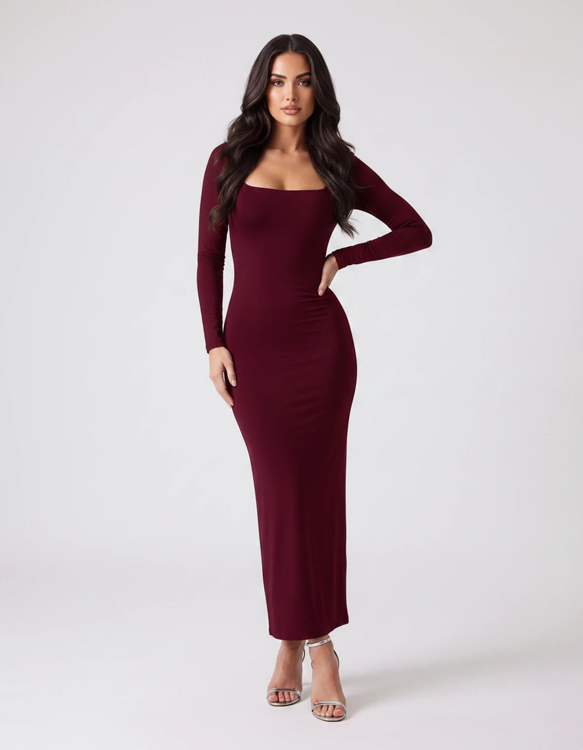 Amarante8 Midi Dresses — Burgundy | SKU: RB-bea5d4-burgundy-XS,RB-bea5d4-burgundy-S,RB-bea5d4-burgundy-M,RB-bea5d4-burgundy-L,RB-bea5d4-burgundy-XL