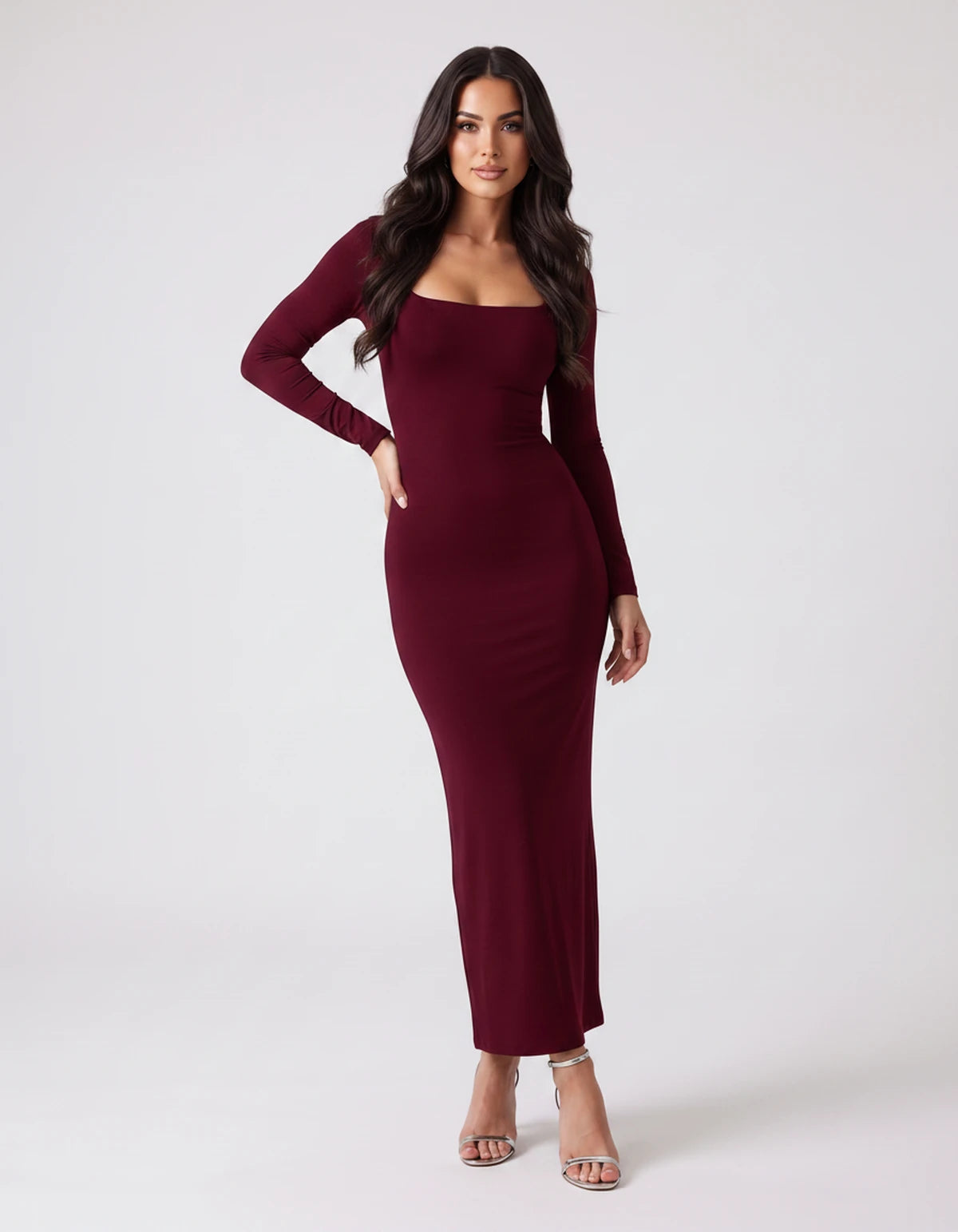 Amarante8 Midi Dresses — Burgundy | SKU: RB-bea5d4-burgundy-XS,RB-bea5d4-burgundy-S,RB-bea5d4-burgundy-M,RB-bea5d4-burgundy-L,RB-bea5d4-burgundy-XL