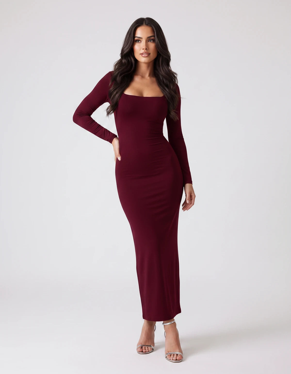 Amarante8 Midi Dresses — Burgundy | SKU: RB-bea5d4-burgundy-XS,RB-bea5d4-burgundy-S,RB-bea5d4-burgundy-M,RB-bea5d4-burgundy-L,RB-bea5d4-burgundy-XL
