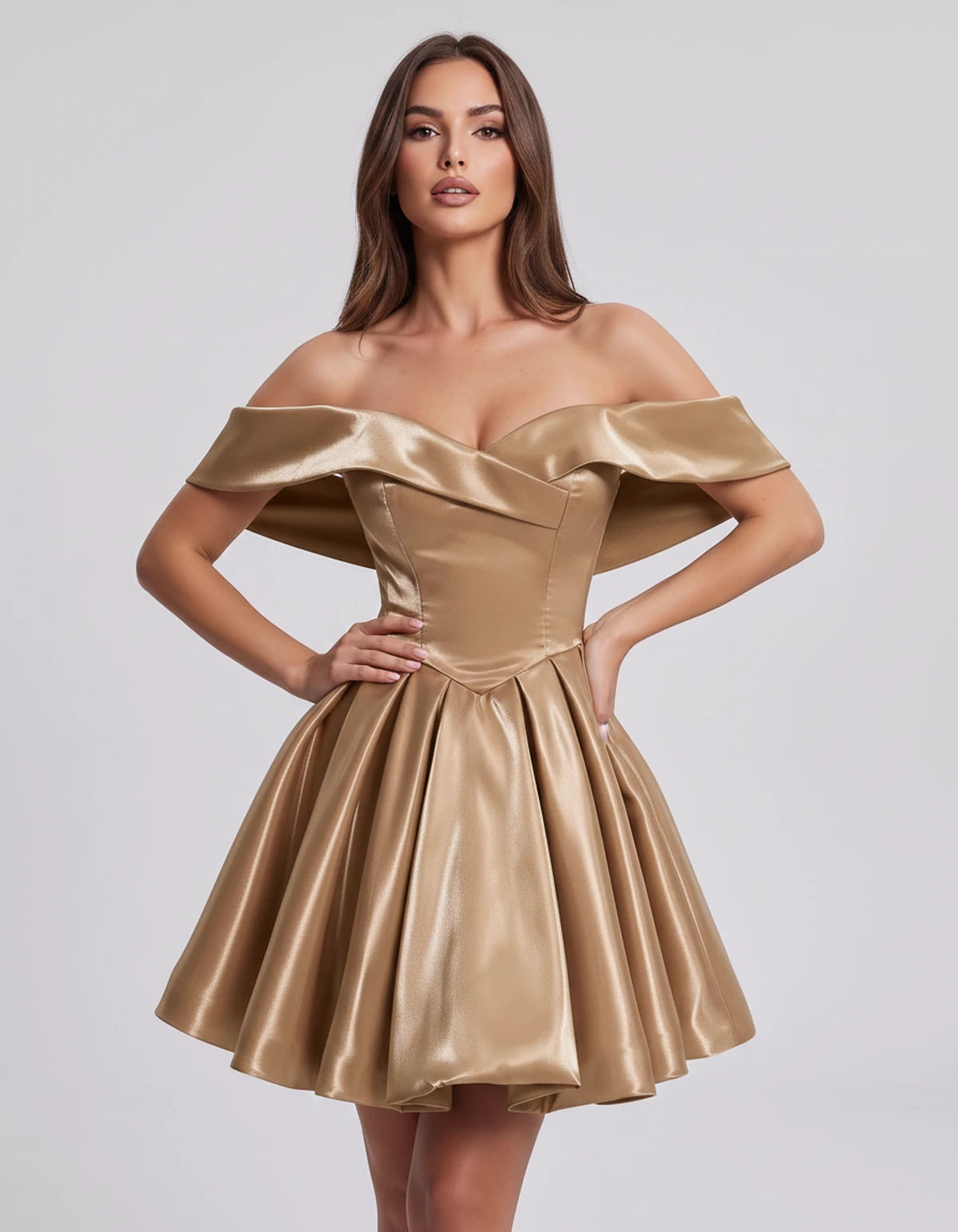 Amaranteelle Mini Dresses — Champagne | SKU: RB-28ce3f-champa2e-XS,RB-28ce3f-champa2e-S,RB-28ce3f-champa2e-M,RB-28ce3f-champa2e-L,RB-28ce3f-champa2e-XL,RB-28ce3f-champa2e-2XL