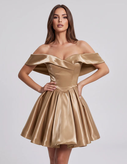 Amaranteelle Mini Dresses — Champagne | SKU: RB-28ce3f-champa2e-XS,RB-28ce3f-champa2e-S,RB-28ce3f-champa2e-M,RB-28ce3f-champa2e-L,RB-28ce3f-champa2e-XL,RB-28ce3f-champa2e-2XL