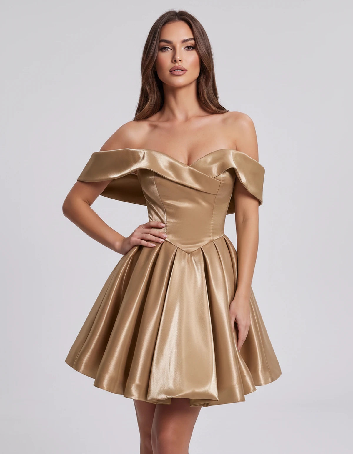 Amaranteelle Mini Dresses — Champagne | SKU: RB-28ce3f-champa2e-XS,RB-28ce3f-champa2e-S,RB-28ce3f-champa2e-M,RB-28ce3f-champa2e-L,RB-28ce3f-champa2e-XL,RB-28ce3f-champa2e-2XL