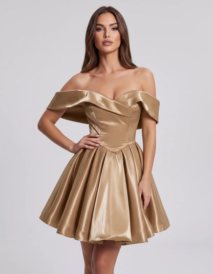 Amaranteelle Mini Dresses — Champagne | SKU: RB-28ce3f-champa2e-XS,RB-28ce3f-champa2e-S,RB-28ce3f-champa2e-M,RB-28ce3f-champa2e-L,RB-28ce3f-champa2e-XL,RB-28ce3f-champa2e-2XL