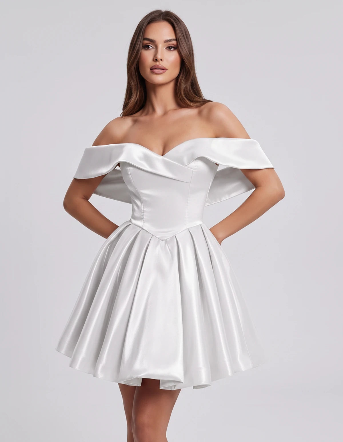 Amaranteelle Mini Dresses — White | SKU: RB-28ce3f-white-XS,RB-28ce3f-white-S,RB-28ce3f-white-M,RB-28ce3f-white-L,RB-28ce3f-white-XL,RB-28ce3f-white-2XL
