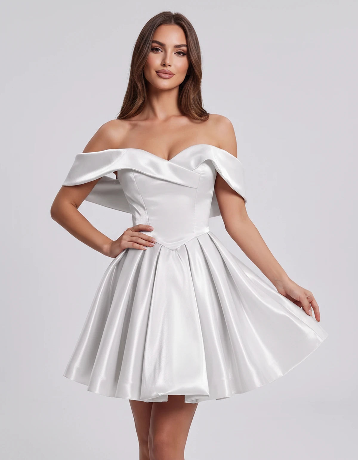 Amaranteelle Mini Dresses — White | SKU: RB-28ce3f-white-XS,RB-28ce3f-white-S,RB-28ce3f-white-M,RB-28ce3f-white-L,RB-28ce3f-white-XL,RB-28ce3f-white-2XL