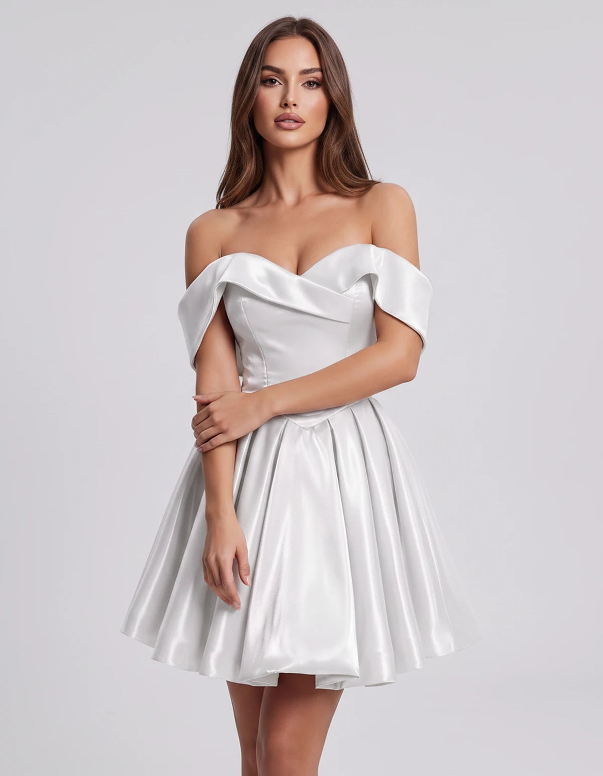 Amaranteelle Mini Dresses — White | SKU: RB-28ce3f-white-XS,RB-28ce3f-white-S,RB-28ce3f-white-M,RB-28ce3f-white-L,RB-28ce3f-white-XL,RB-28ce3f-white-2XL