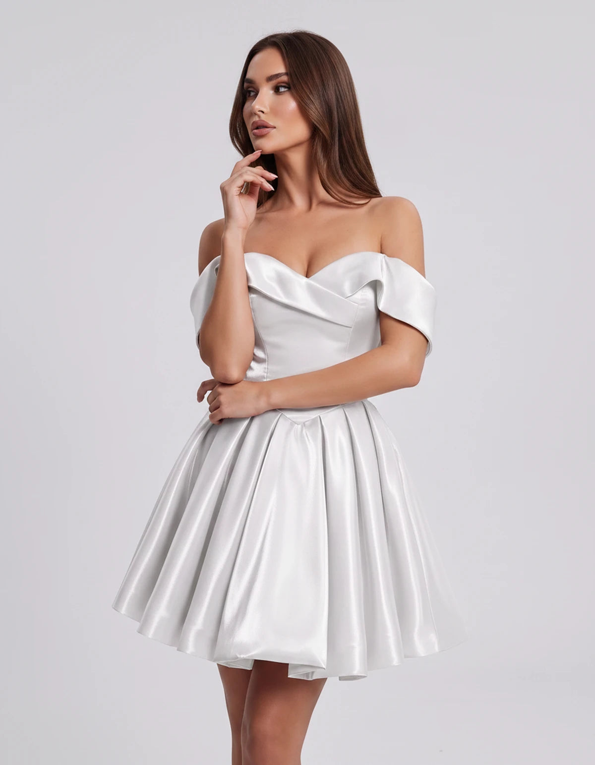 Amaranteelle Mini Dresses — White | SKU: RB-28ce3f-white-XS,RB-28ce3f-white-S,RB-28ce3f-white-M,RB-28ce3f-white-L,RB-28ce3f-white-XL,RB-28ce3f-white-2XL