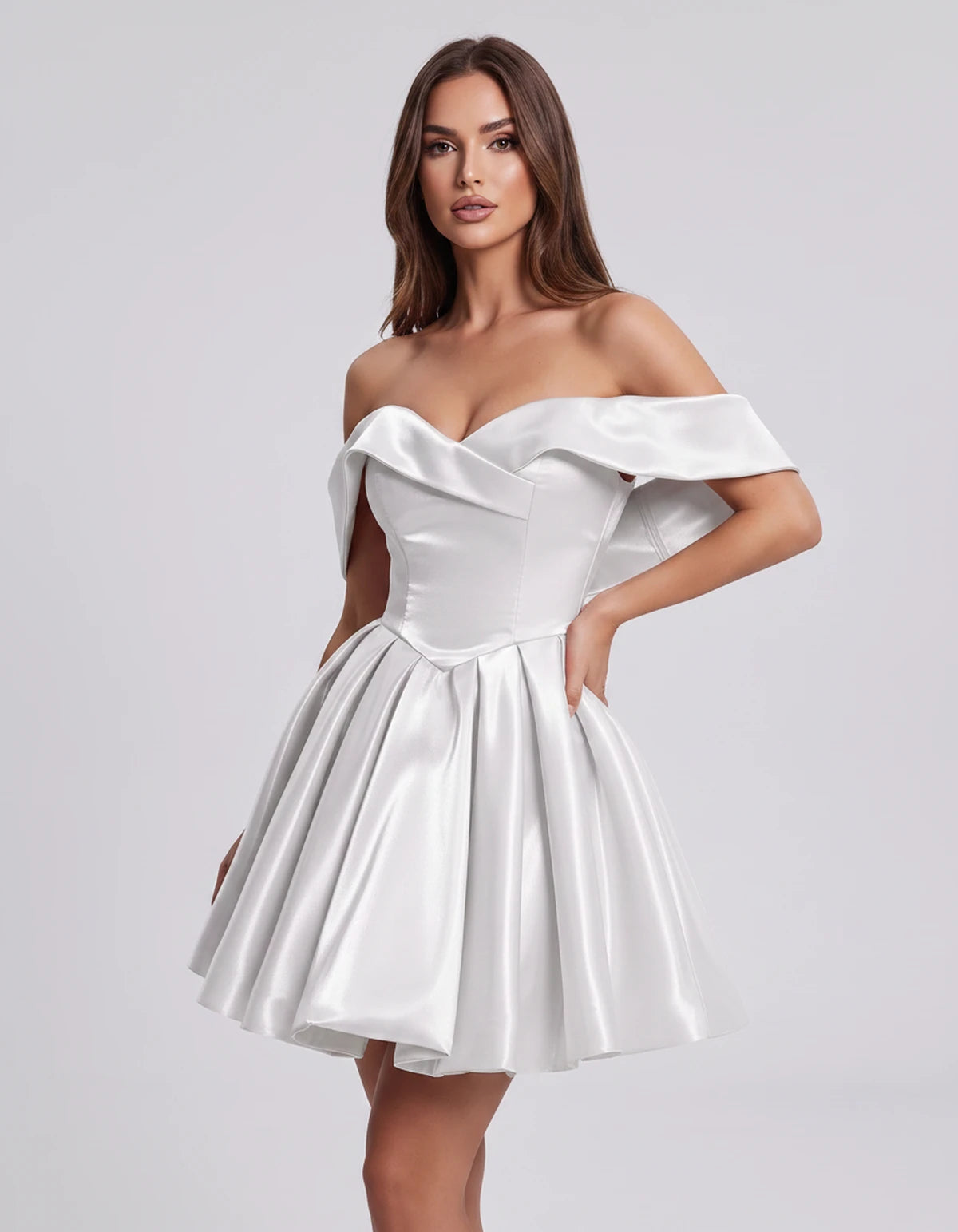 Amaranteelle Mini Dresses — White | SKU: RB-28ce3f-white-XS,RB-28ce3f-white-S,RB-28ce3f-white-M,RB-28ce3f-white-L,RB-28ce3f-white-XL,RB-28ce3f-white-2XL