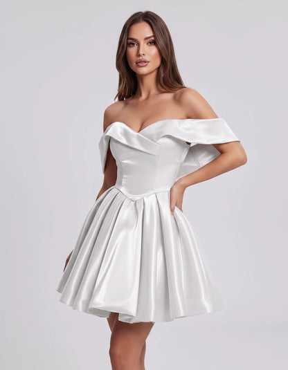 Amaranteelle Mini Dresses — White | SKU: RB-28ce3f-white-XS,RB-28ce3f-white-S,RB-28ce3f-white-M,RB-28ce3f-white-L,RB-28ce3f-white-XL,RB-28ce3f-white-2XL