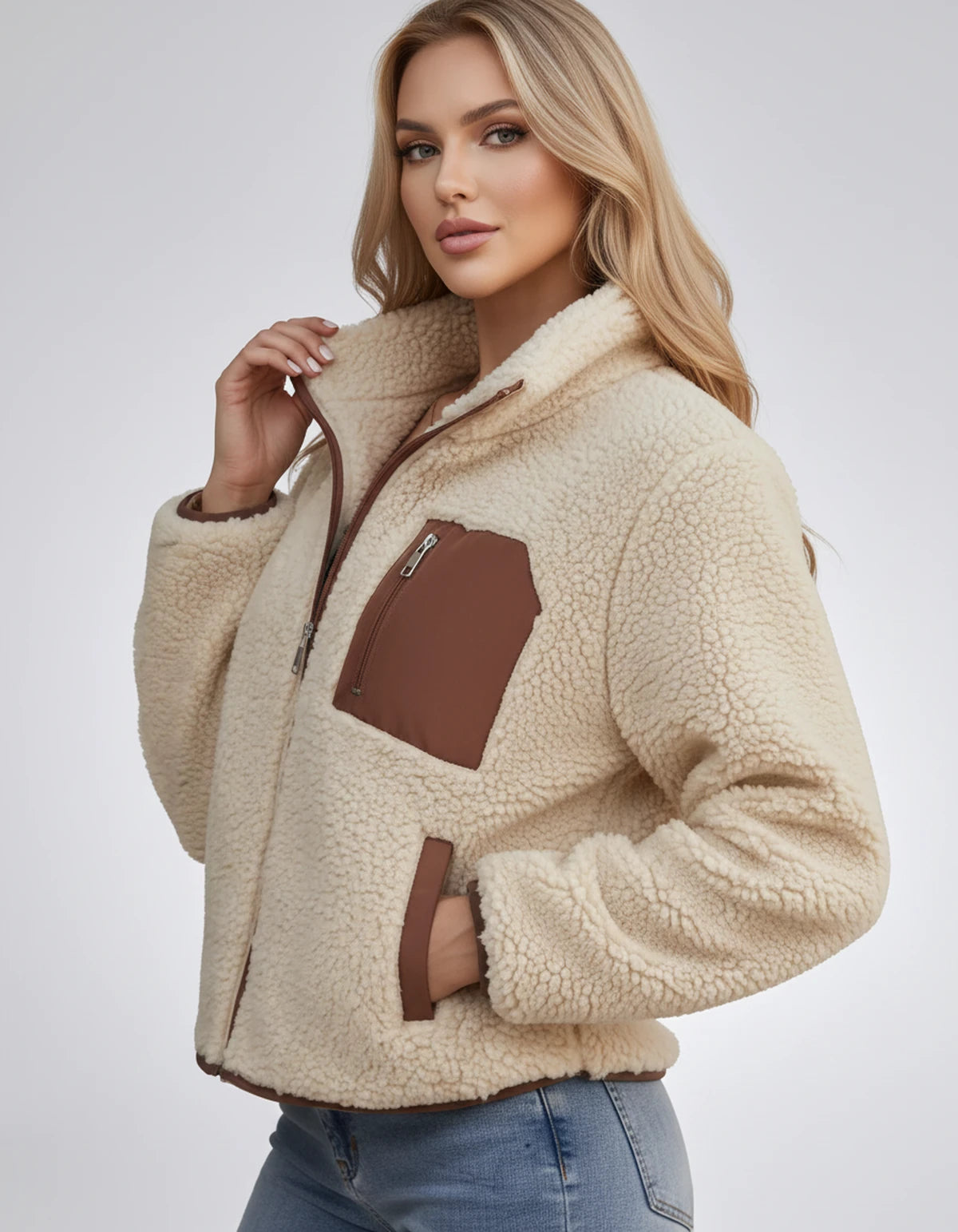 Amberline Jackets — Beige | SKU: RB-860456-beige-XS,RB-860456-beige-S,RB-860456-beige-M,RB-860456-beige-L,RB-860456-beige-XL,RB-860456-beige-2XL