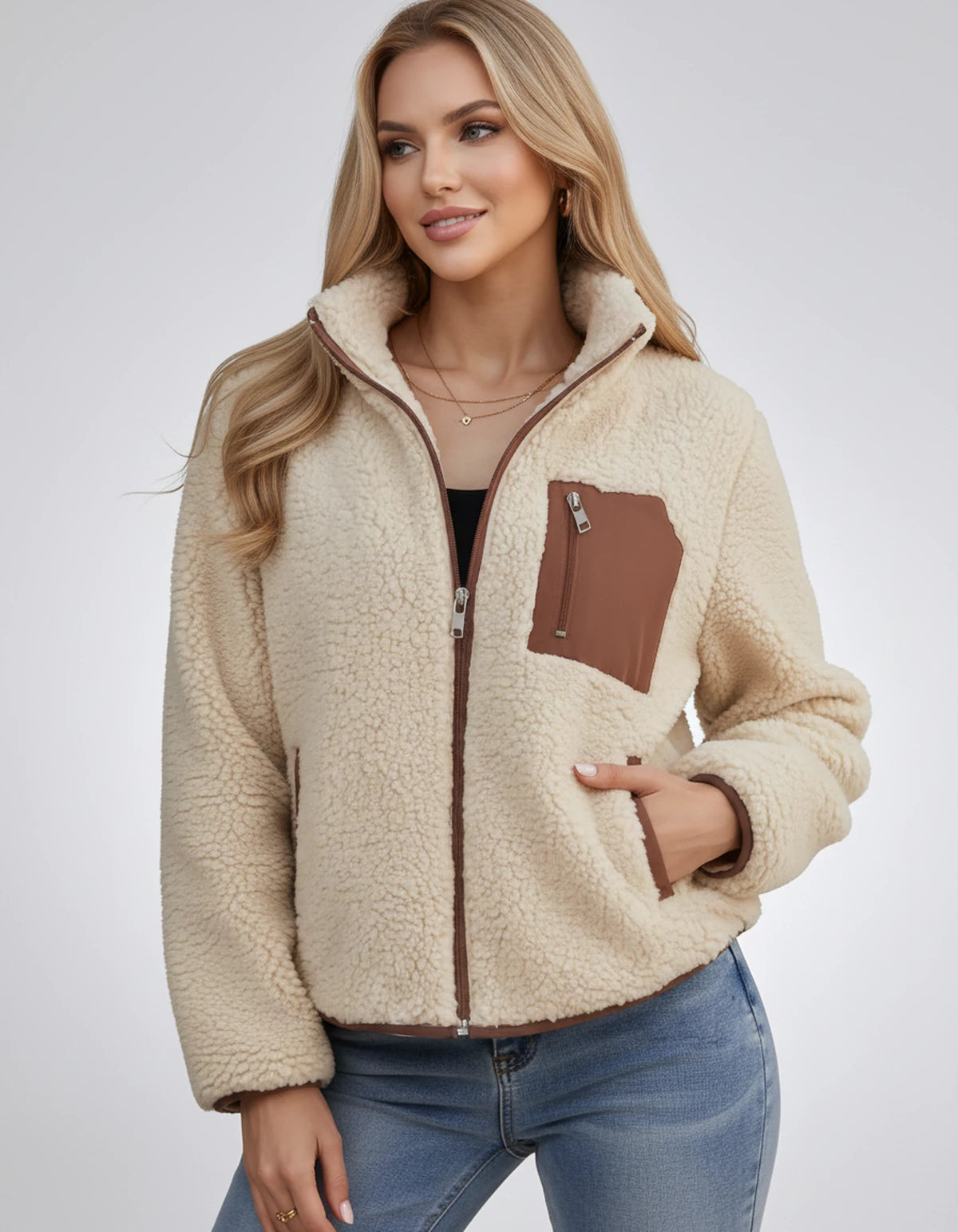 Amberline Jackets — Beige | SKU: RB-860456-beige-XS,RB-860456-beige-S,RB-860456-beige-M,RB-860456-beige-L,RB-860456-beige-XL,RB-860456-beige-2XL