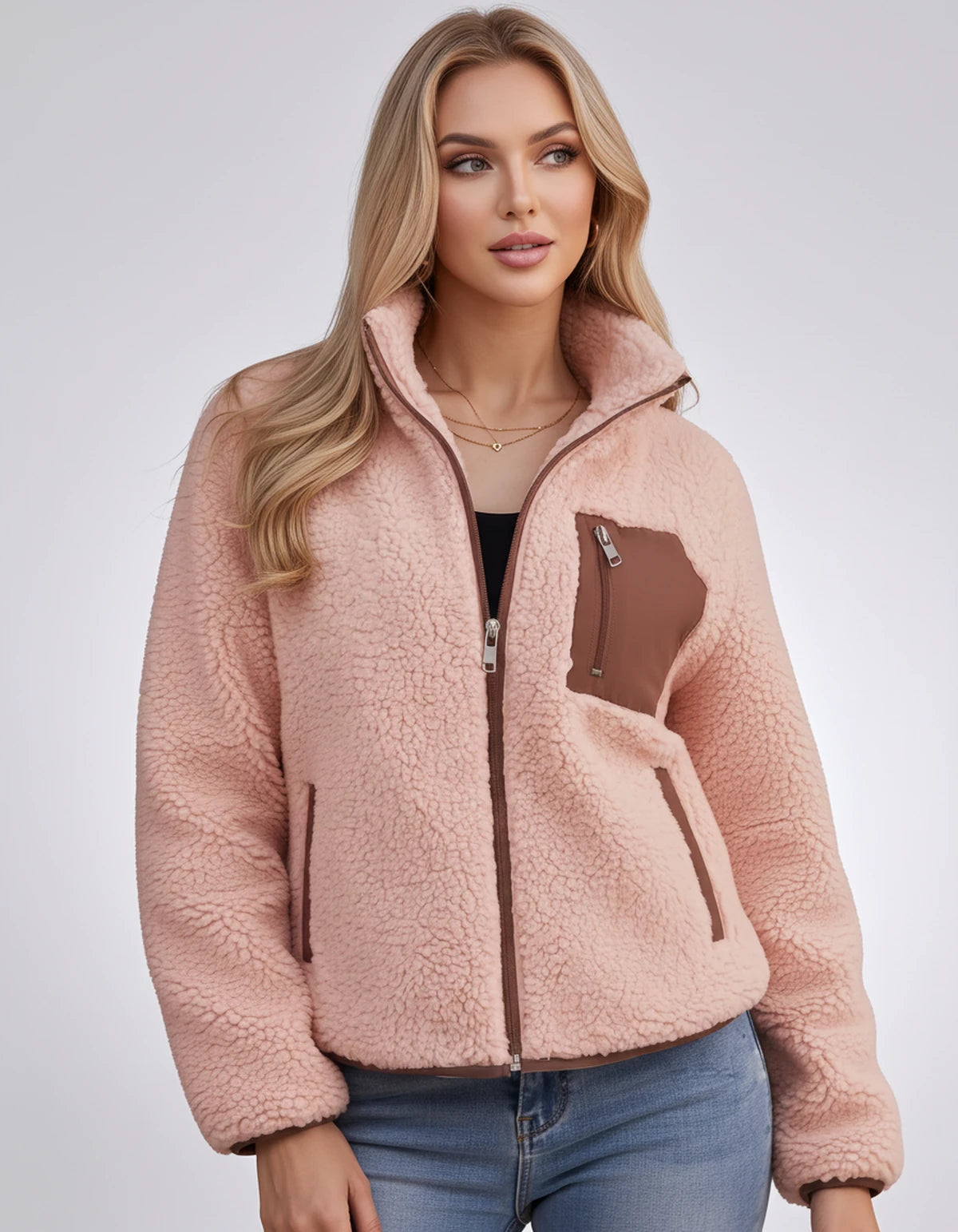 Amberline Jackets — Pink | SKU: RB-860456-pink-XS,RB-860456-pink-S,RB-860456-pink-M,RB-860456-pink-L,RB-860456-pink-XL,RB-860456-pink-2XL