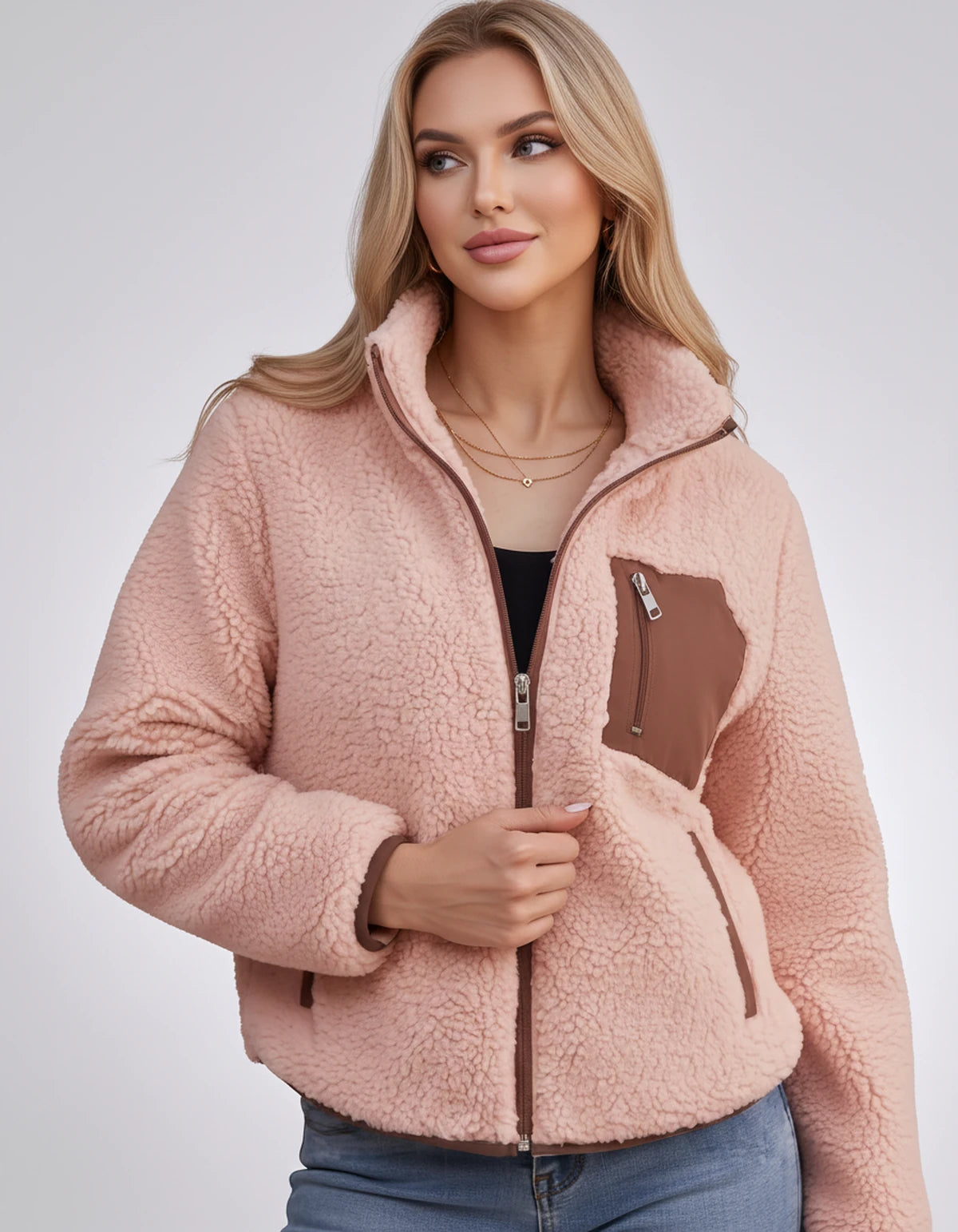 Amberline Jackets — Pink | SKU: RB-860456-pink-XS,RB-860456-pink-S,RB-860456-pink-M,RB-860456-pink-L,RB-860456-pink-XL,RB-860456-pink-2XL
