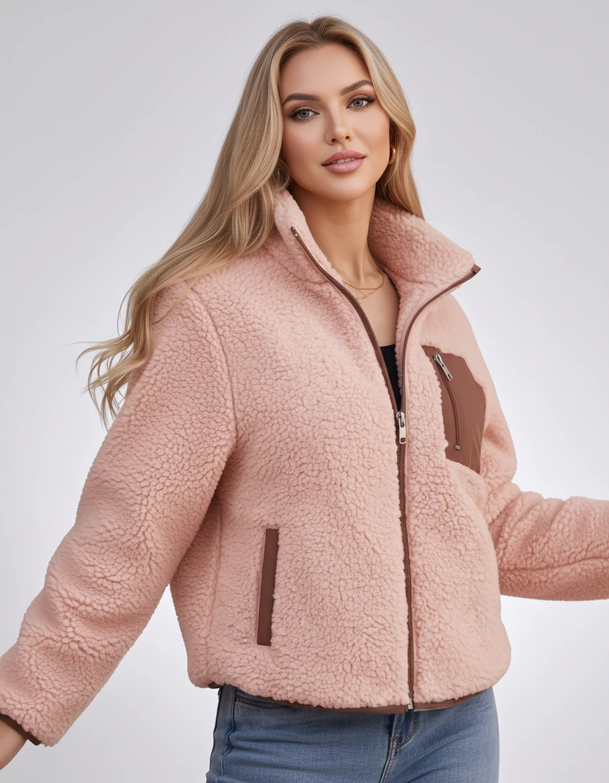 Amberline Jackets — Pink | SKU: RB-860456-pink-XS,RB-860456-pink-S,RB-860456-pink-M,RB-860456-pink-L,RB-860456-pink-XL,RB-860456-pink-2XL