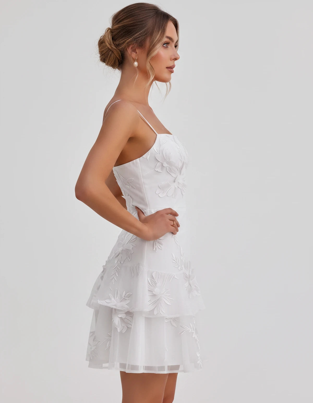 Ambrosia Mini Dresses — White | SKU: RB-d8ae9f-white-2,RB-d8ae9f-white-4,RB-d8ae9f-white-6,RB-d8ae9f-white-8,RB-d8ae9f-white-10,RB-d8ae9f-white-12,RB-d8ae9f-white-14,RB-d8ae9f-white-16,RB-d8ae9f-white-16W,RB-d8ae9f-white-18W,RB-d8ae9f-white-20W,RB-d8ae9f-white-22W