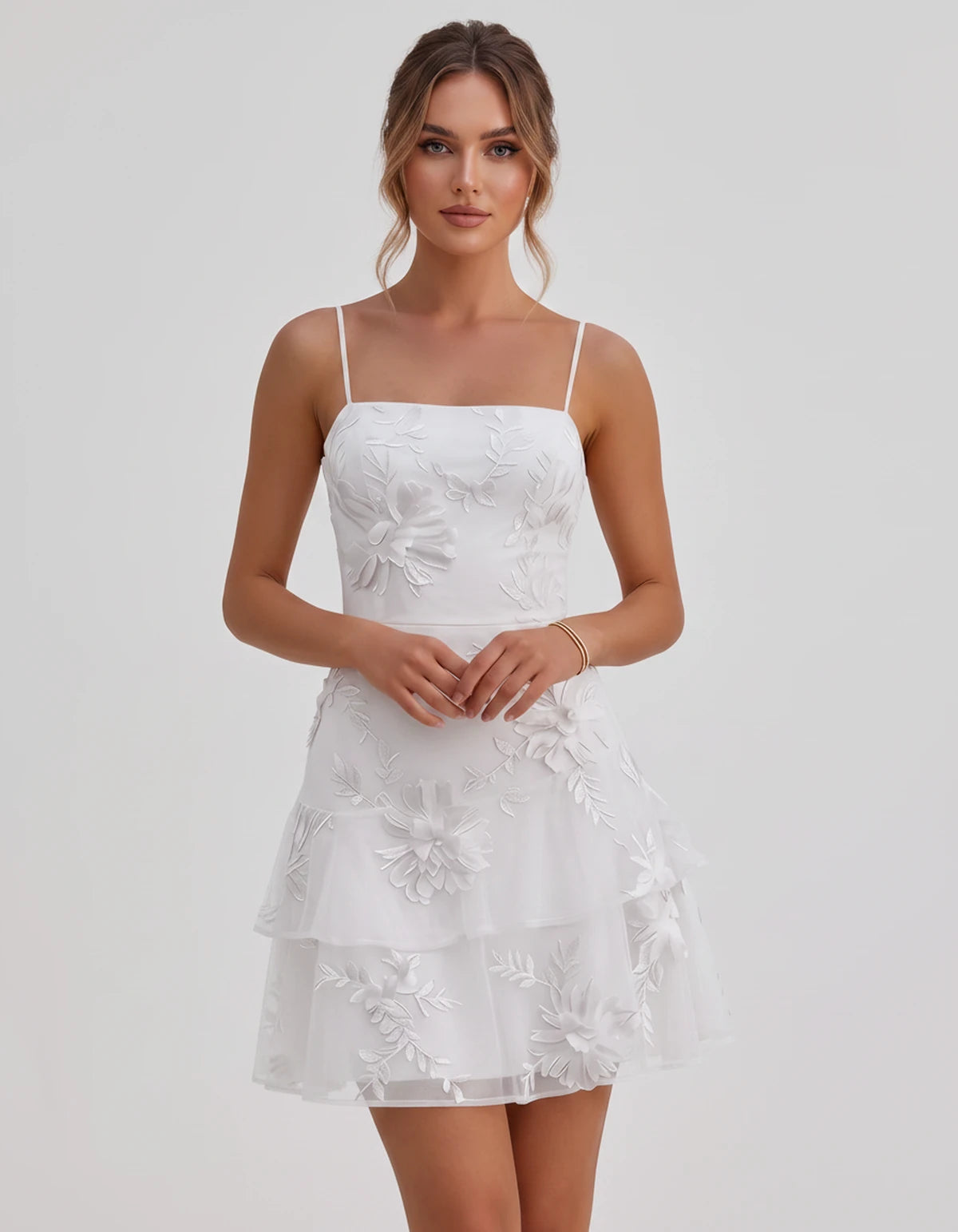 Ambrosia Mini Dresses — White | SKU: RB-d8ae9f-white-2,RB-d8ae9f-white-4,RB-d8ae9f-white-6,RB-d8ae9f-white-8,RB-d8ae9f-white-10,RB-d8ae9f-white-12,RB-d8ae9f-white-14,RB-d8ae9f-white-16,RB-d8ae9f-white-16W,RB-d8ae9f-white-18W,RB-d8ae9f-white-20W,RB-d8ae9f-white-22W