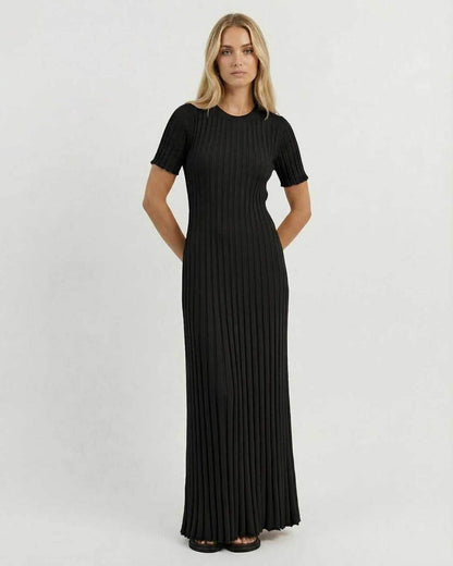 Anpa Maxi Dress by RAMBLION, black ankle-length, 100% polyester satin, polished look for any occasion.