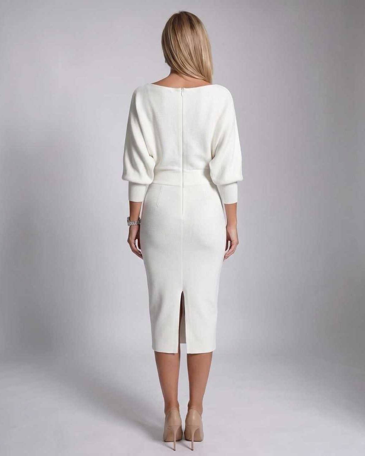 Ramblion Anya midi dress — cowl neck neckline · side detail · styled for cocktail season