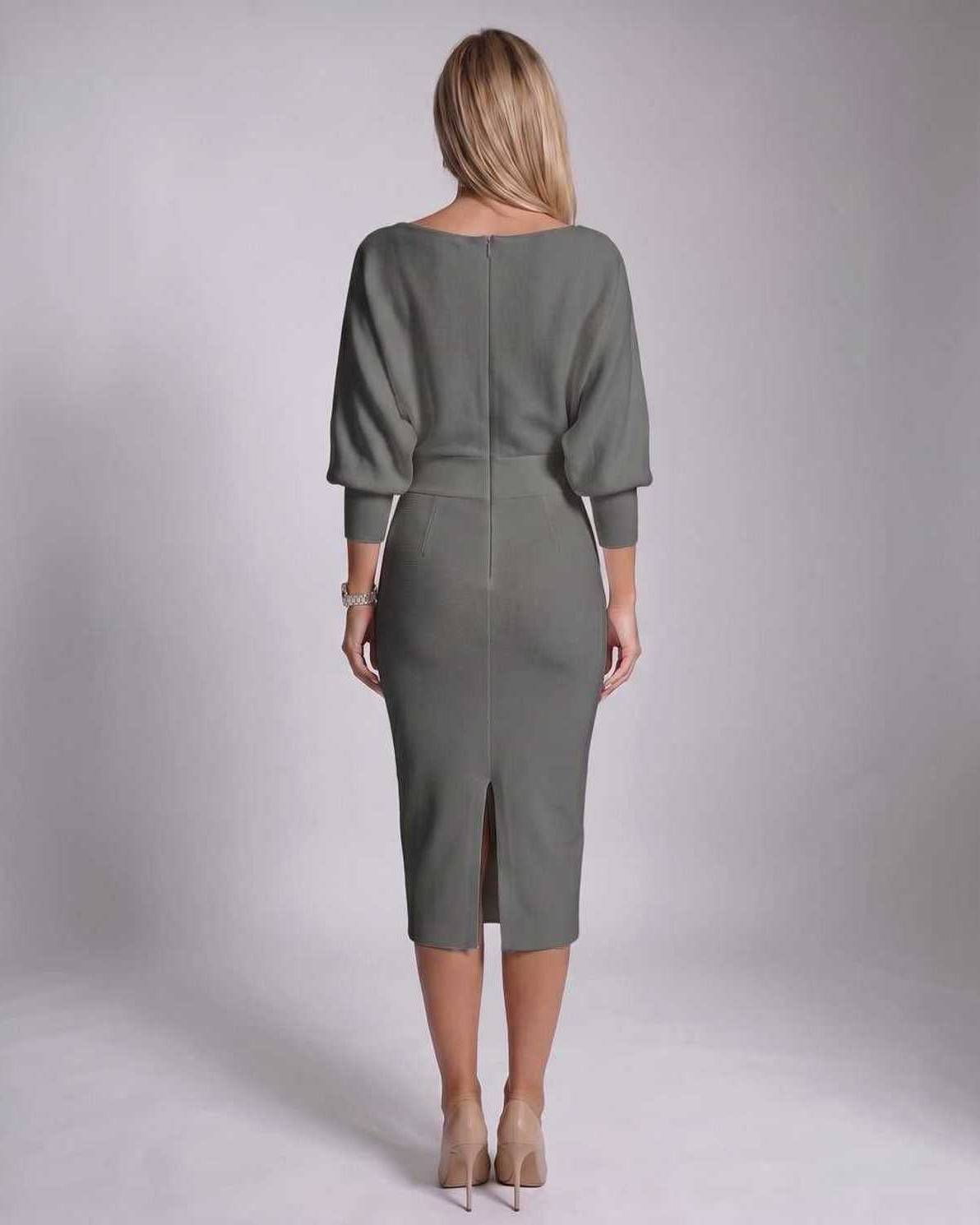 Ramblion Anya midi dress — cowl neck neckline · styled view 9 · styled for cocktail season