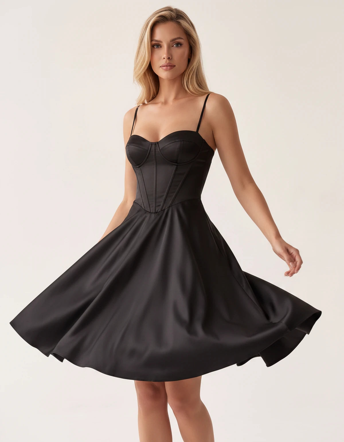 Armelle Mini Dresses — Black | SKU: RB-1f651d-black-2,RB-1f651d-black-4,RB-1f651d-black-6,RB-1f651d-black-8,RB-1f651d-black-10,RB-1f651d-black-12,RB-1f651d-black-14,RB-1f651d-black-16,RB-1f651d-black-16W,RB-1f651d-black-18W,RB-1f651d-black-20W,RB-1f651d-black-22W