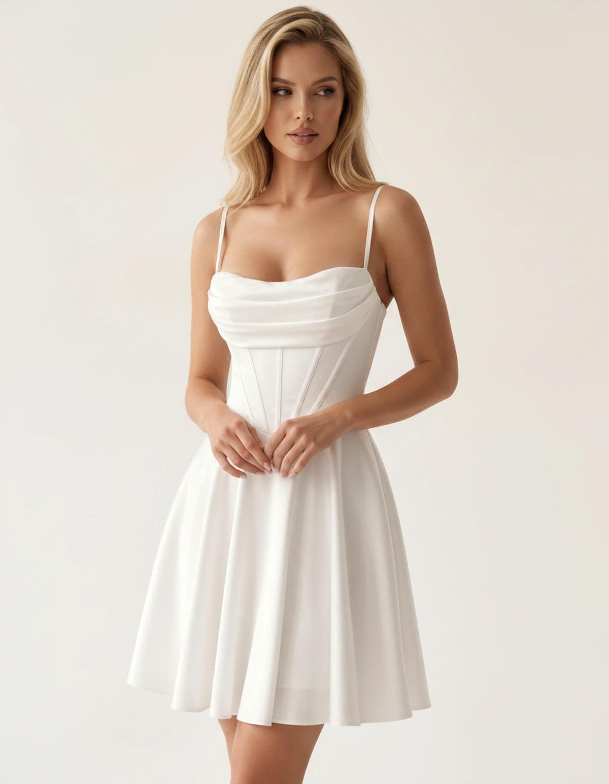 Armelle Mini Dresses — White | SKU: RB-1f651d-white-2,RB-1f651d-white-4,RB-1f651d-white-6,RB-1f651d-white-8,RB-1f651d-white-10,RB-1f651d-white-12,RB-1f651d-white-14,RB-1f651d-white-16,RB-1f651d-white-16W,RB-1f651d-white-18W,RB-1f651d-white-20W,RB-1f651d-white-22W