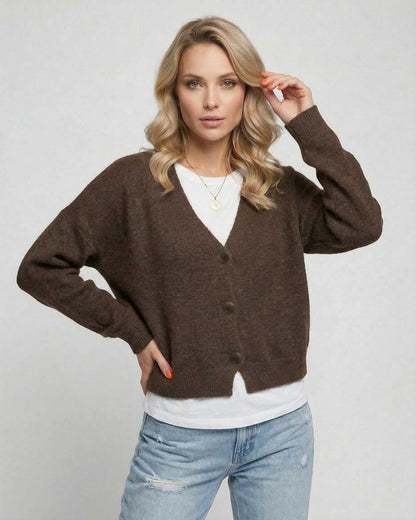 Brown Cardigan, front view | Ramblion | SKU: TC-827361945-brown-L-4940,TC-827361945-brown-M-2443,TC-827361945-brown-S-2471,TC-827361945-brown-XL-4582,TC-827361945-brown-XS-5385