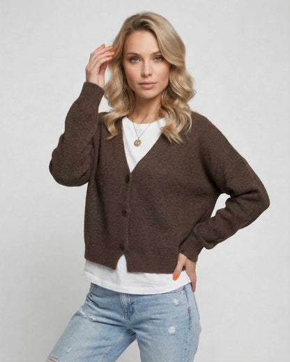 Brown Cardigan, front view | Ramblion | SKU: TC-827361945-brown-L-4940,TC-827361945-brown-M-2443,TC-827361945-brown-S-2471,TC-827361945-brown-XL-4582,TC-827361945-brown-XS-5385