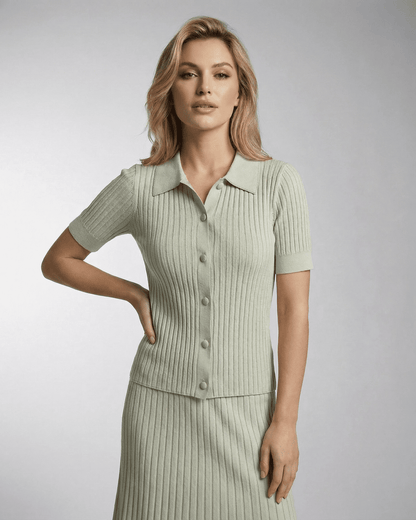 Asha Polo green mini dress by RAMBLION, 100% cotton, round neck, breathable, stylish for summer outings.