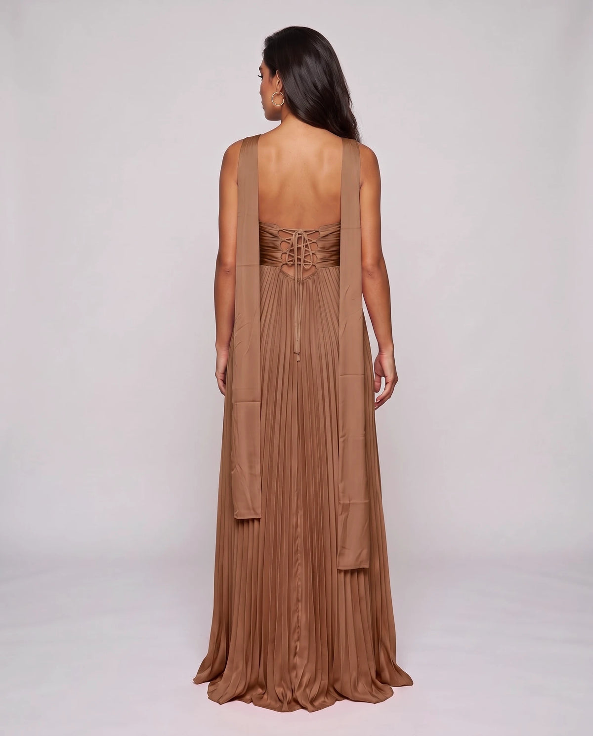 Chiffon Strapless Sweetheart Neckline A-Line Maxi Dress with Scarf for Party, Cocktail, Evening, Wedding Guest & Summer Event | SKU: AMD-584729163847251-BROWN-L,AMD-584729163847251-BROWN-M,AMD-584729163847251-BROWN-S,AMD-584729163847251-BROWN-XL,AMD-584729163847251-BROWN-XS