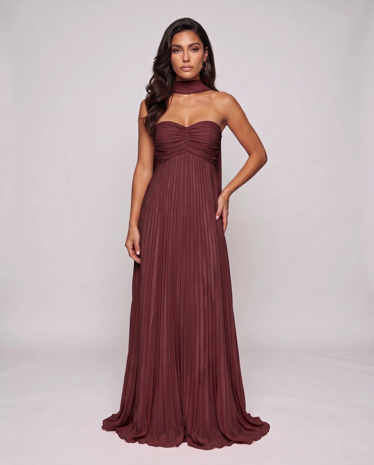 Chiffon Strapless Sweetheart Neckline A-Line Maxi Dress with Scarf for Party, Cocktail, Evening, Wedding Guest & Summer Event | SKU: AMD-584729163847251-BURGUNDY-L,AMD-584729163847251-BURGUNDY-M,AMD-584729163847251-BURGUNDY-S,AMD-584729163847251-BURGUNDY-XL,AMD-584729163847251-BURGUNDY-XS