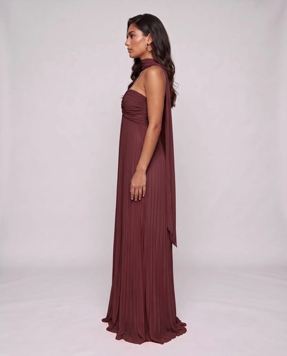 Chiffon Strapless Sweetheart Neckline A-Line Maxi Dress with Scarf for Party, Cocktail, Evening, Wedding Guest & Summer Event | SKU: AMD-584729163847251-BURGUNDY-L,AMD-584729163847251-BURGUNDY-M,AMD-584729163847251-BURGUNDY-S,AMD-584729163847251-BURGUNDY-XL,AMD-584729163847251-BURGUNDY-XS