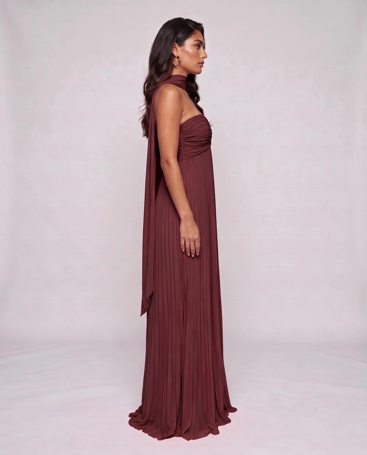 Chiffon Strapless Sweetheart Neckline A-Line Maxi Dress with Scarf for Party, Cocktail, Evening, Wedding Guest & Summer Event | SKU: AMD-584729163847251-BURGUNDY-L,AMD-584729163847251-BURGUNDY-M,AMD-584729163847251-BURGUNDY-S,AMD-584729163847251-BURGUNDY-XL,AMD-584729163847251-BURGUNDY-XS